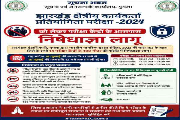 झारखंड क्षेत्रीय कार्यकर्ता प्रतियोगिता परीक्षा-2024