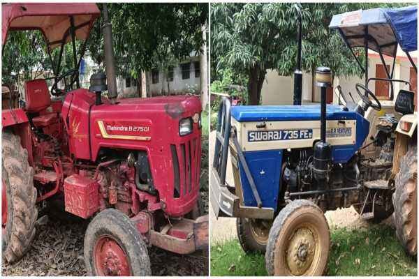 जब्त किए गए बालू लदे ट्रैक्टर