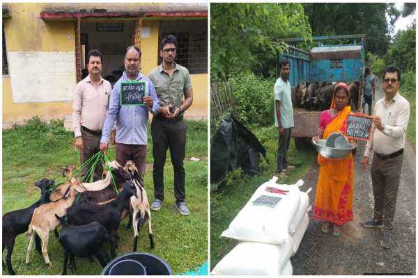नीमडीह में लाभुकों के बीच पशुधन इकाइयों का वितरण