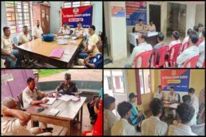 जन शिकायत समाधान कार्यक्रम में लोगों की शिकायतें सुनते पुलिस अधिकारी