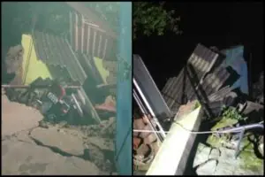 सिलेक्टेड गोविंदपुर बस्ती में भू-धंसान के बाद क्षतिग्रस्त मकान