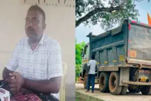 अवैध बालू परिवहन को लेकर प्रेस वार्ता करते पूर्व जिला परिषद उपाध्यक्ष