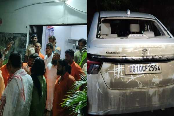 जामताड़ा में कांवड़ियों की गाड़ी पर पथराव