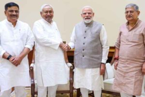 Nitish meets PM Modi: Former Bihar CM meets for the first time after becoming Rajya Sabha MP, Sanjay Jha and Lallan Singh were present