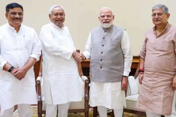 Nitish meets PM Modi: Former Bihar CM meets for the first time after becoming Rajya Sabha MP, Sanjay Jha and Lallan Singh were present
